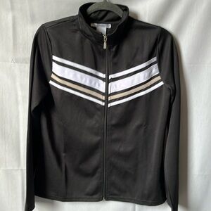 K. Jordan Vintage Black Full Zip Track Jacket White Stripe Athletic Jacket M